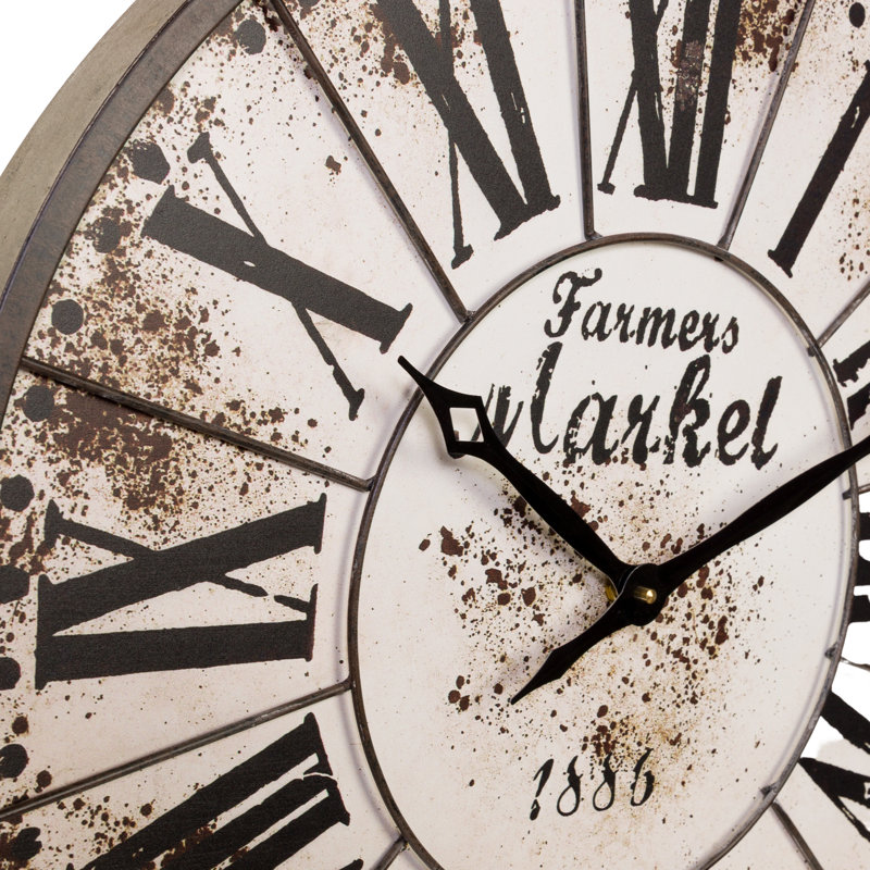 Monroy Round Metal Farmhouse Wall Clock