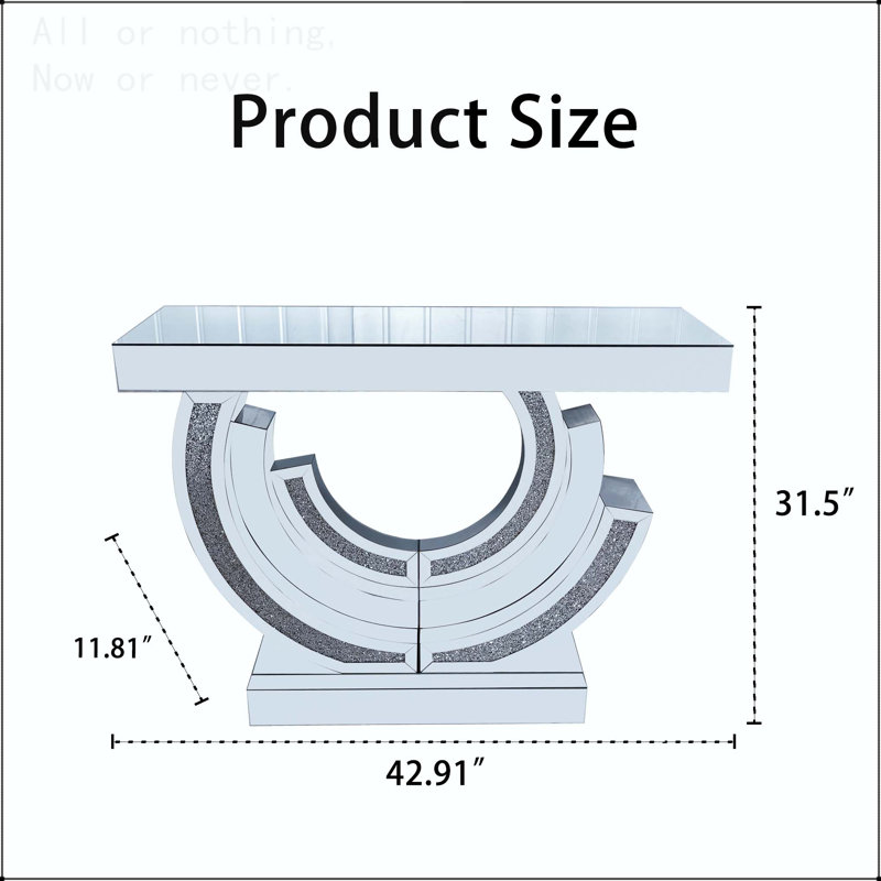 Console à miroir en diamant concassé, Argent