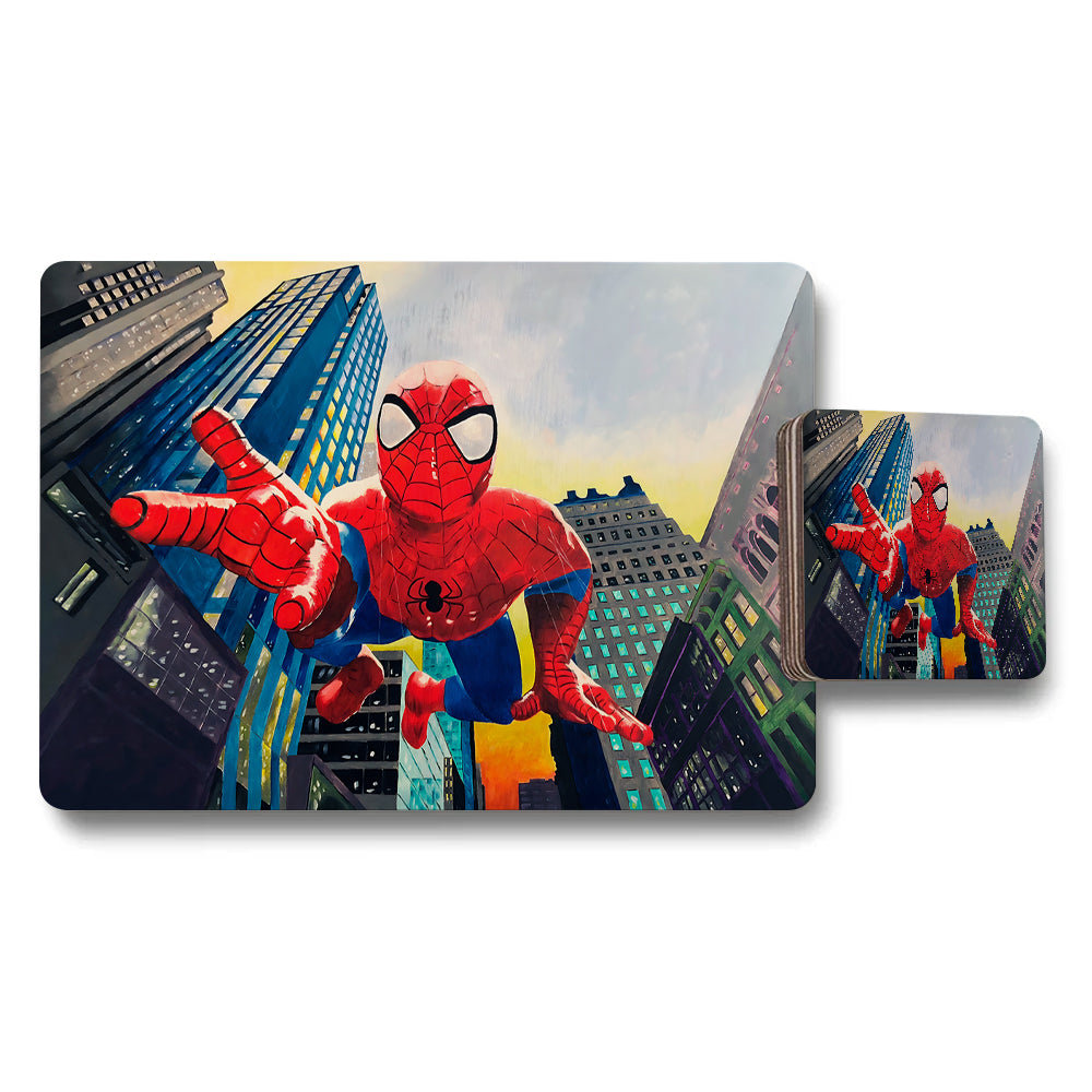 Spider Man Placemats And Coasters Set City Scene Artwork