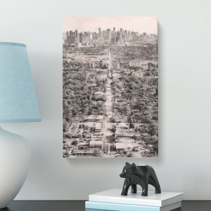 Road To The Miami Florida Skyline - Wrapped Canvas, 76cm H x 50cm W x 3cm D