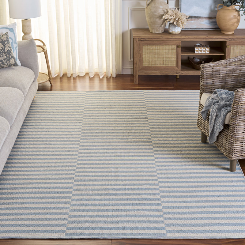 Dunkin Striped Cotton Hand Woven Area Rug, Rectangle 183 X 274 cm