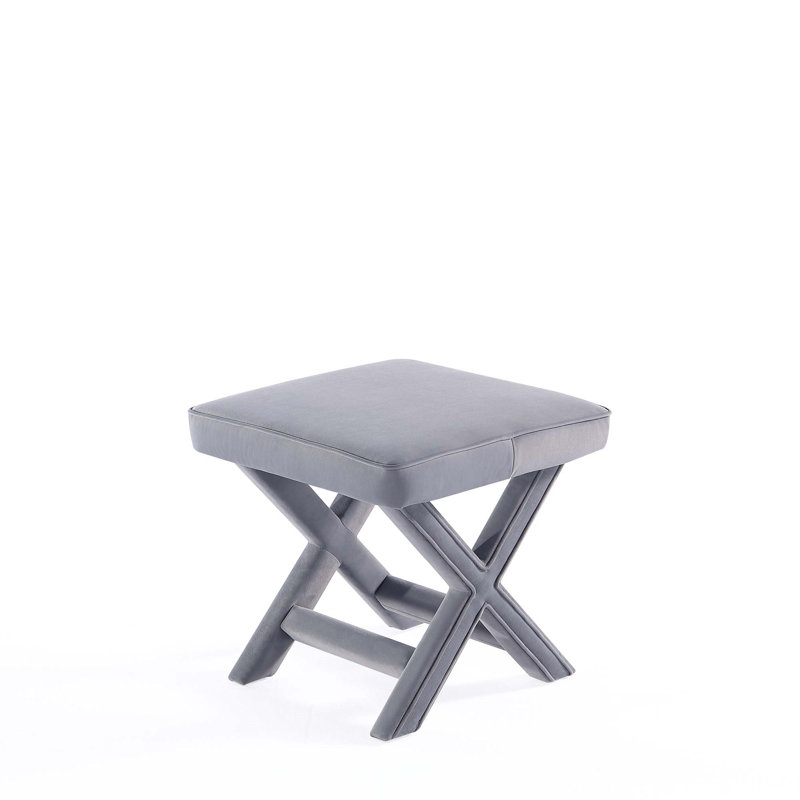 Banc rembourré Abigail Mid-Century, Gris