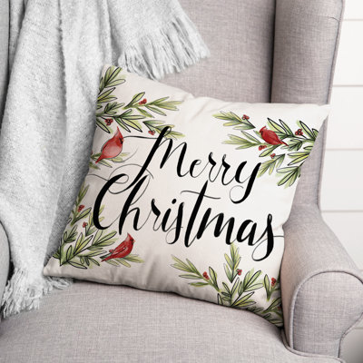 Coussin Merry Christmas Cardinals