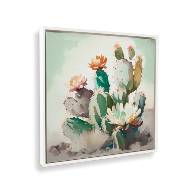 «Blossoms of the Southwest», reproduction sur toile dans un cadre, H 12,75 po x l 12,75 po, Blanc opaque