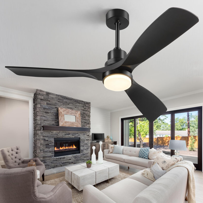 60 Inch Ceiling Fan with Lights Remote Control, Black
