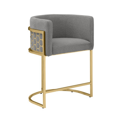 Tabouret de bar rembourré (29 po) et comptoir (24 po) avec tissu en peluche et dossier en forme de peigne miel