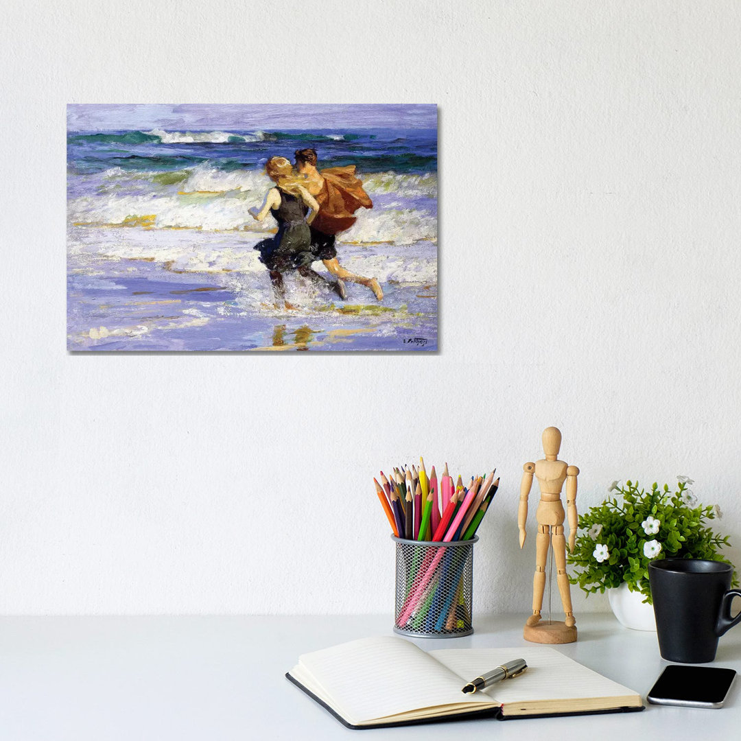 At The Beach, by Edward Henry Potthast - Wrapped Canvas Painting