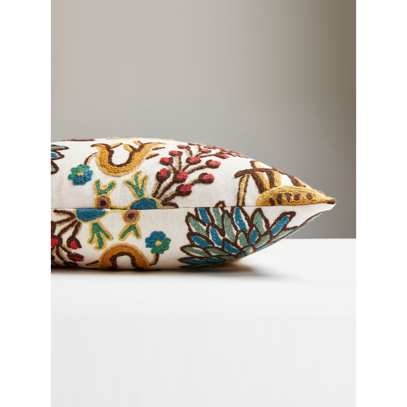 Fables Crewel Square Pillow Cover & Insert