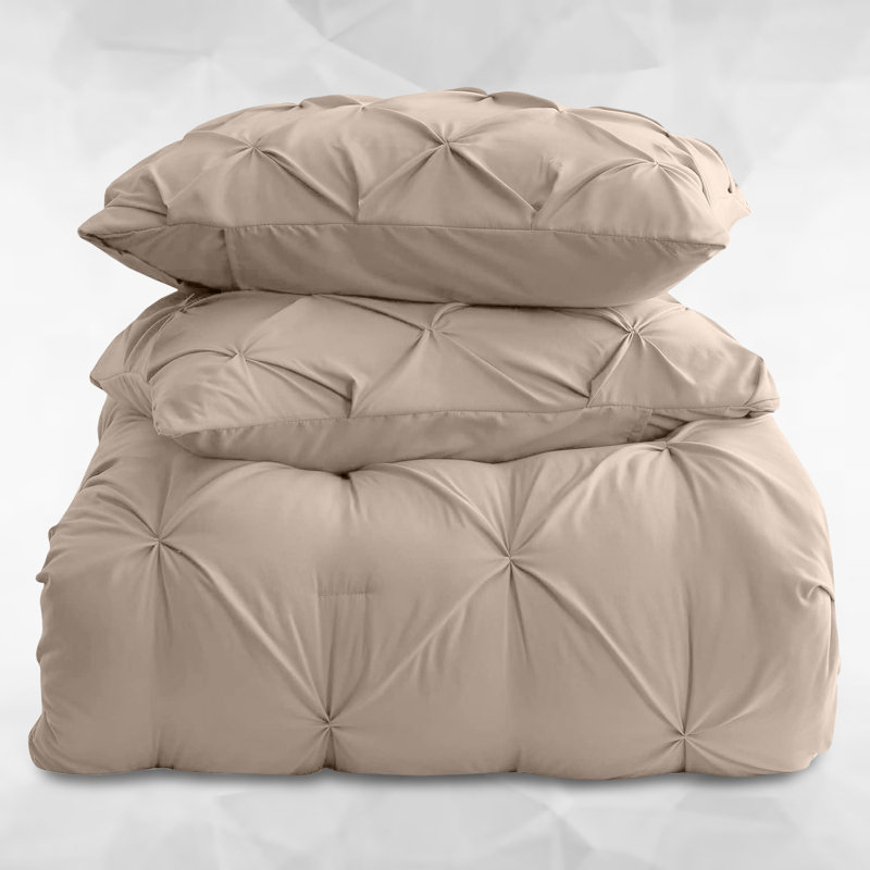 Microfiber Solid Colour Duvet Cover Set with Pillowcases, Single  Duvet Cover + 2 Single Pillowcases, Beige