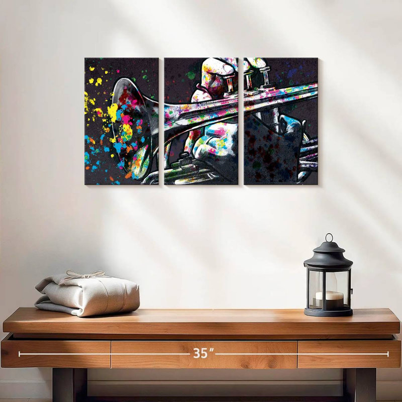 Trompette Splash of Color, reproduction d'art sur toile, H 12 po x l 26 po x P 1 po