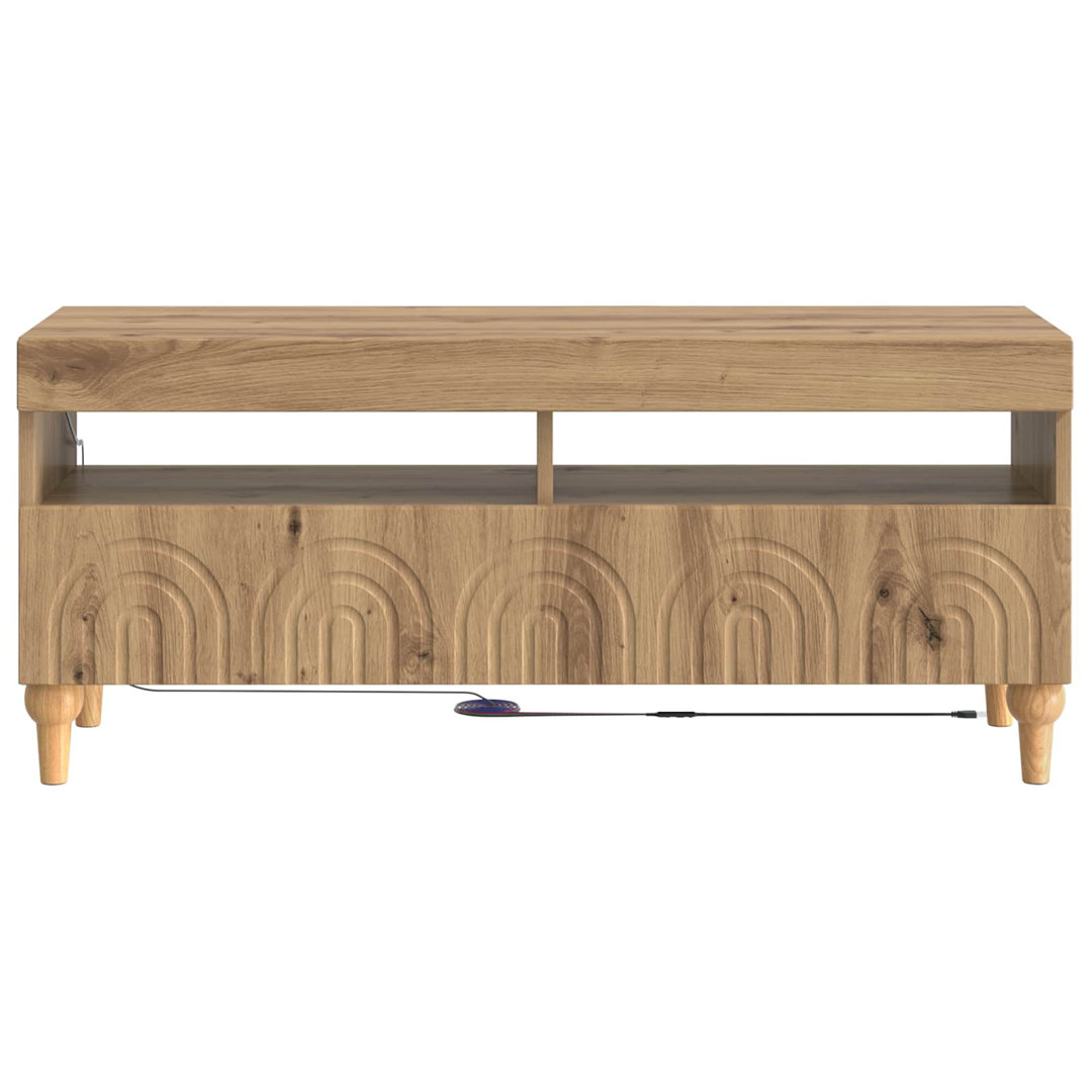 LED TV Cabinet with LED Strip Lights ALKMAAR Engineered Wood Furniture