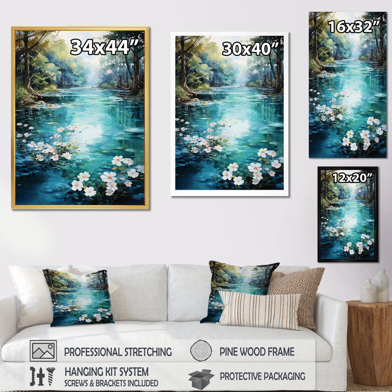 Romantiques sérénités florales II - impression, H 32 po x l 16 po x P 1 po, Cadre flottant noir