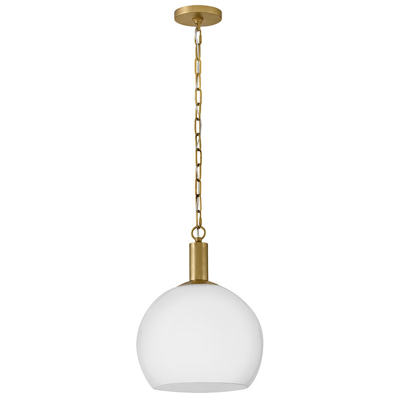Luminaire suspendu dôme moyen avec verre opale, Bronze