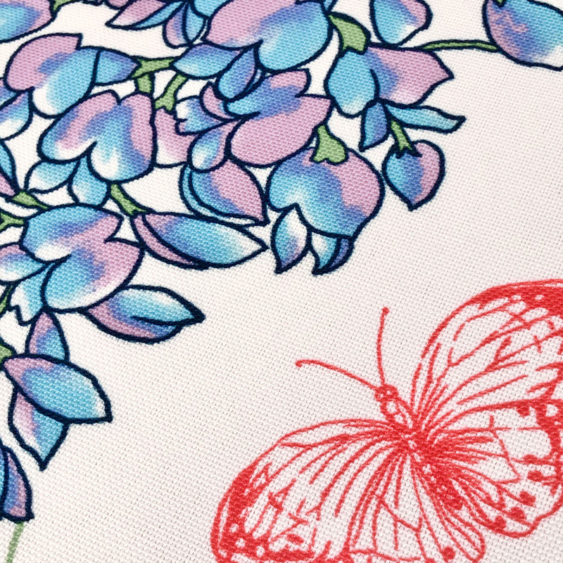 Spring Floral Wisteria Printed Nature Botanic Easy-Care Fabric Tablecloth, 84" x 60"