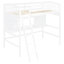 Lit mezzanine simple avec tablettes de rangement, bureau et échelle