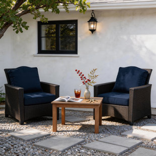 20" x 21.5" Outdoor/Indoor Deep Seat Patio Chair Cushions with Strap (Set of 2) - Water Resistant Design (Set of 2)