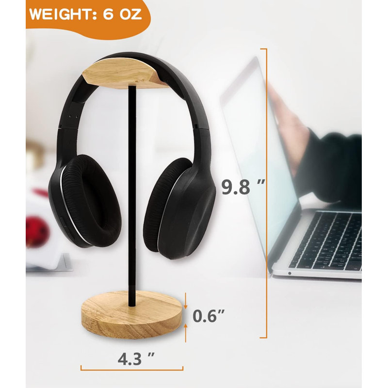 Headphone Holder Stand For Desk, Wood And Metal Headset Hanger Mount Hook Gaming Holder Desktop Earphone Artful Functional Craftsmanship Stand,Natural