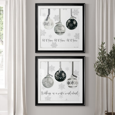 «Let It Snow Ornaments», ensemble de 2 reproductions d'art