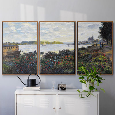 La seine à Argenteuil, 1877, reproduction sur toile 3 pièces
