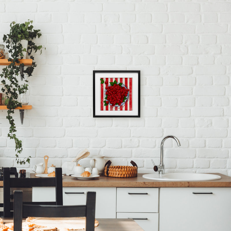 «Life Is Bowl Of Cherries», reproduction sous verre encadrée, Lori Mosley, H 13 po x l 13 po, Cadre noir minuit