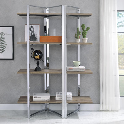 Bibliothèque en métal Corbin avec tablettes en bois
