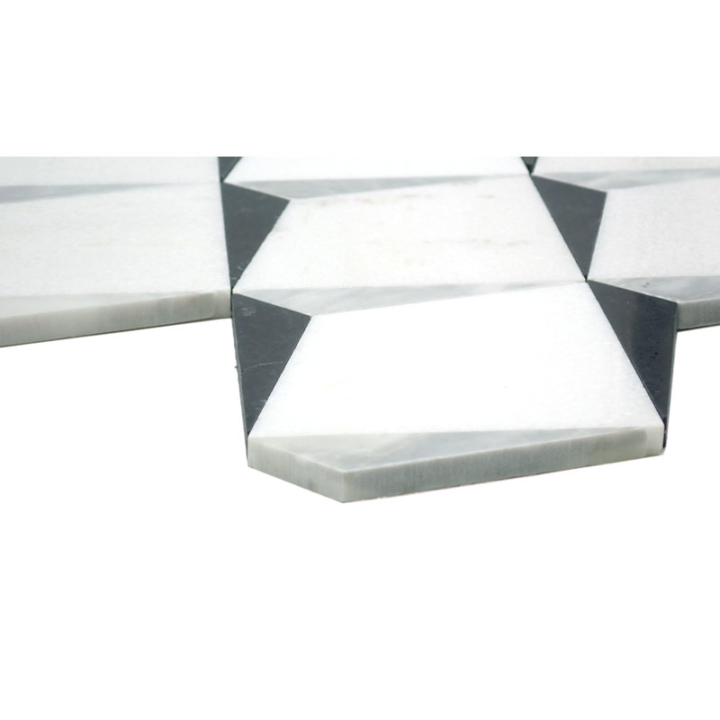Bizou™ 13 x 13 in. Marble Decorative Accent Tile, White/Black