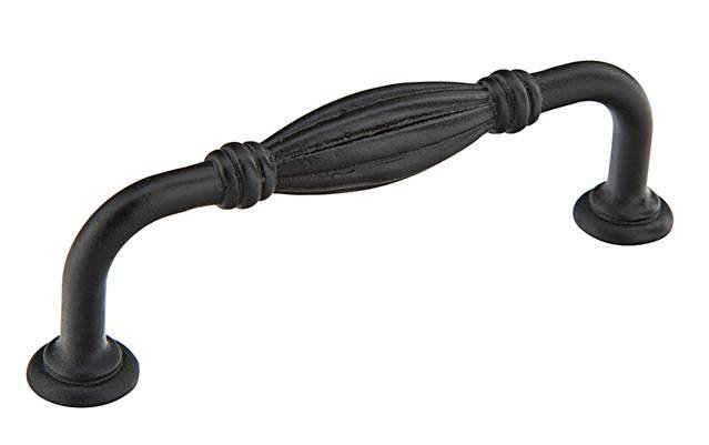 Tuscany Fluted Fixed 6" Center to Center Arch Pull, Flat Black Bronze Patina, 3.5
