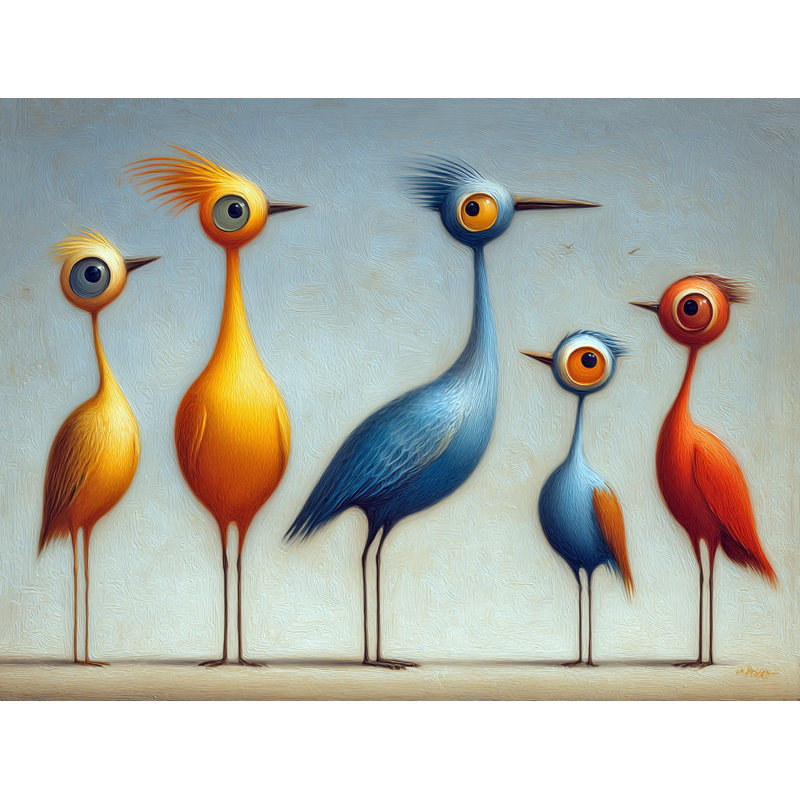 Plumage excentrique - oiseaux artistiques aux couleurs vives, H 36 po x l 48 po