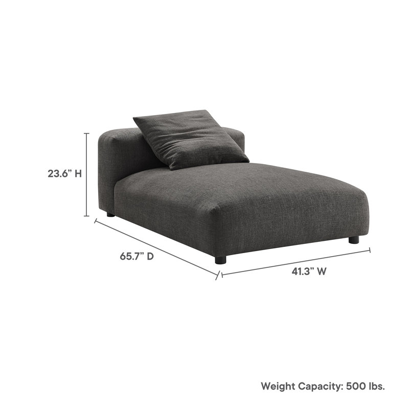 Chaise longue modulaire rembourrée en tissu Solace, Gris anthracite