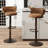 George Set of 2 Bar Stools with Woven Velvet Upholstered Backrest, Height Adjustable Counter Stools, Swivel Kitchen Stools for Kitchen Island, Bar, Pink-525249085-525249086