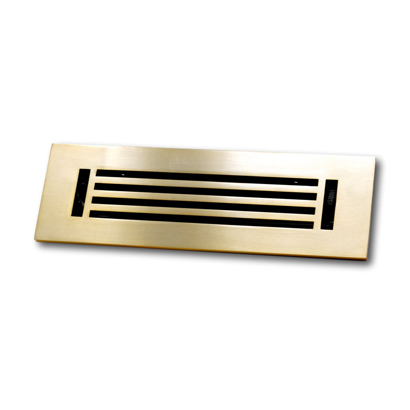 Madelyn Carter Cast Aluminum Linear Bar Vent Cover with Damper for 4x10 Duct, Brushed Brass, 10" L x 4" W x 2.75" H