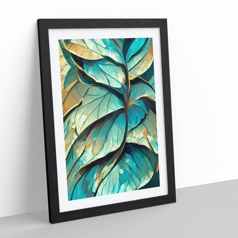 XV1022-340X Abstract Leaf No.2 - Print, White, 66cm H x 48cm W, Black Framed