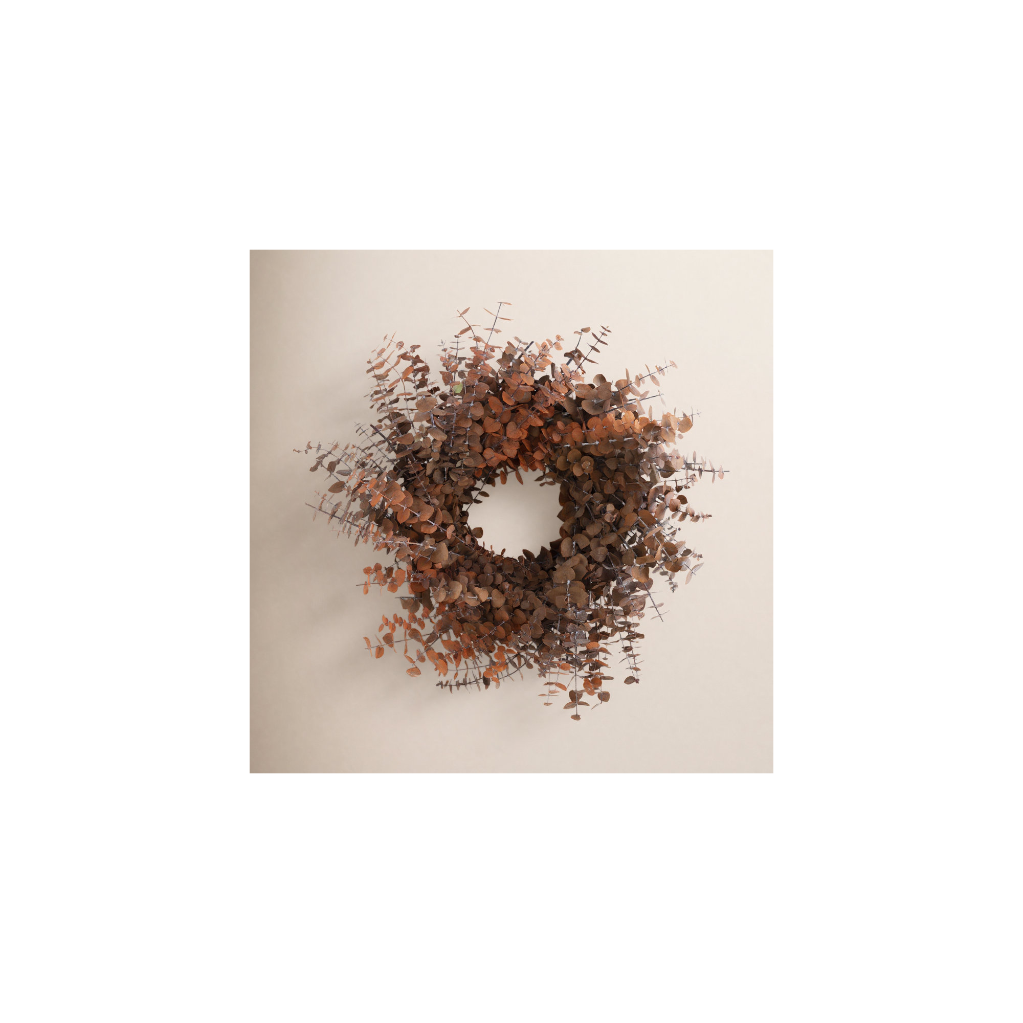 19'' Handcrafted Preserved Eucalyptus Baby Eucalyptus Wreath, Orange