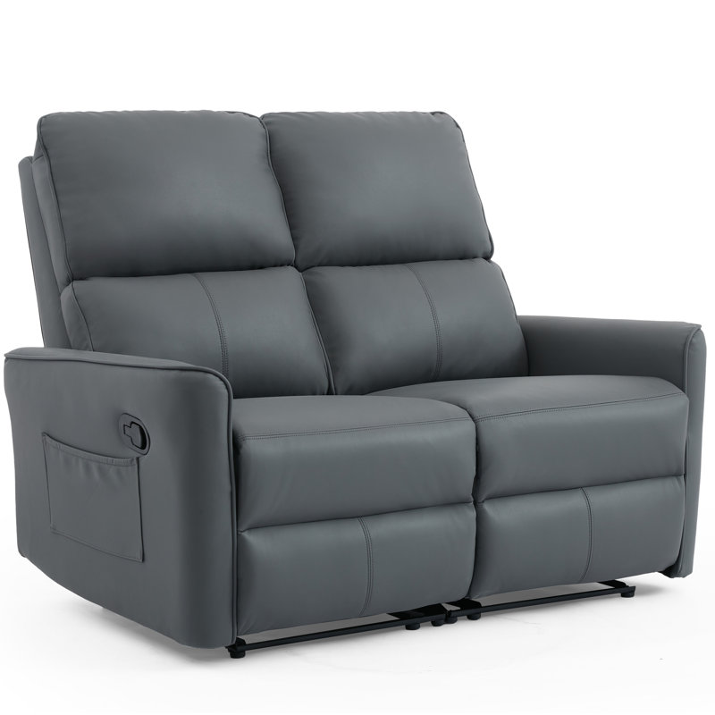 Asira 2 Seater Faux Leather Reclining Sofa, Grey