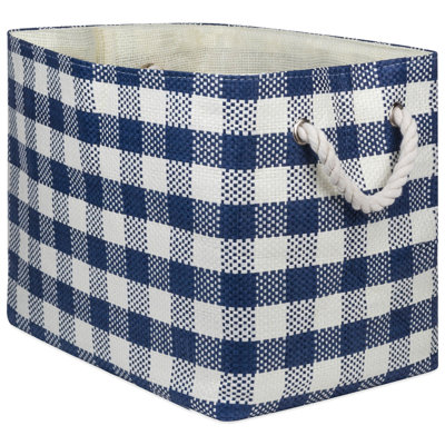 PAPER BIN CHECKERS NAVY RECTANGLE LARGE 17x12x12