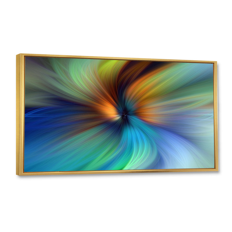 «Colorful Marbleized Swirl Abstract Leaf», impression sur toile, Encadrement doré, L 60 po x H 28 po