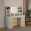 Coiffeuse de maquillage avec prise de courant rapide de type C à charge rapide de 20 W et 3 lumières à luminosité réglable (sans tabouret de coiffeuse)-125360369-91947395