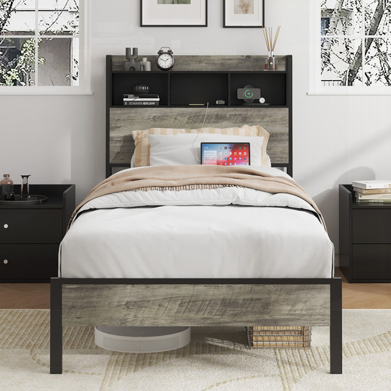 Tiwn Size Bed Frame With Storage Space, Twin