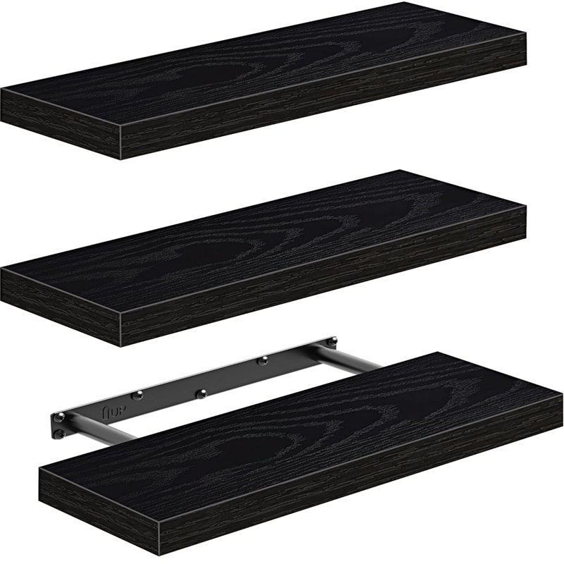 Floating Shelves, 3 Pcs, Black