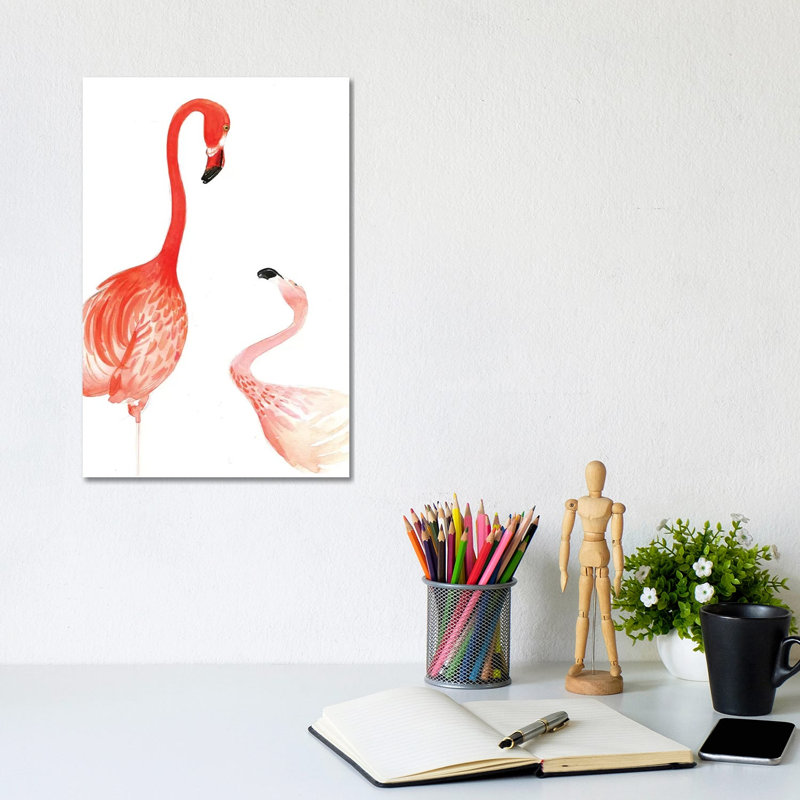 Flamingo by Rongrong DeVoe - Painting on Canvas, 20.32 cm H x 30.48 cm W, Wrapped Canvas