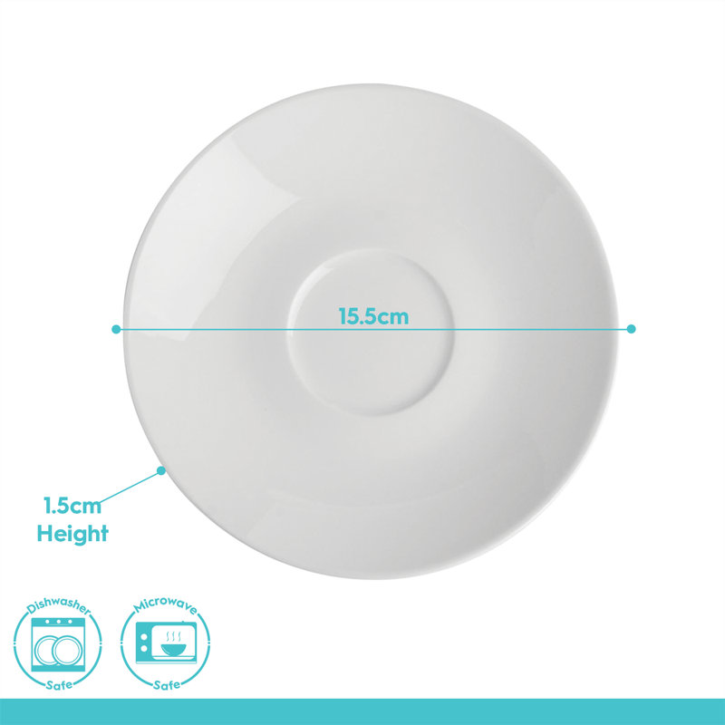 Argon Tableware - Classic White Teacup & Saucer - 200ml - White