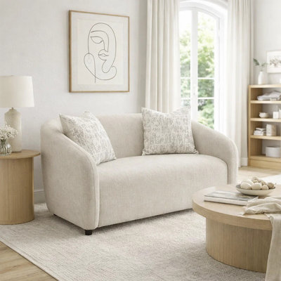 Causeuse Tiena, 2 coussins décoratifs, lin moderne, 67 po