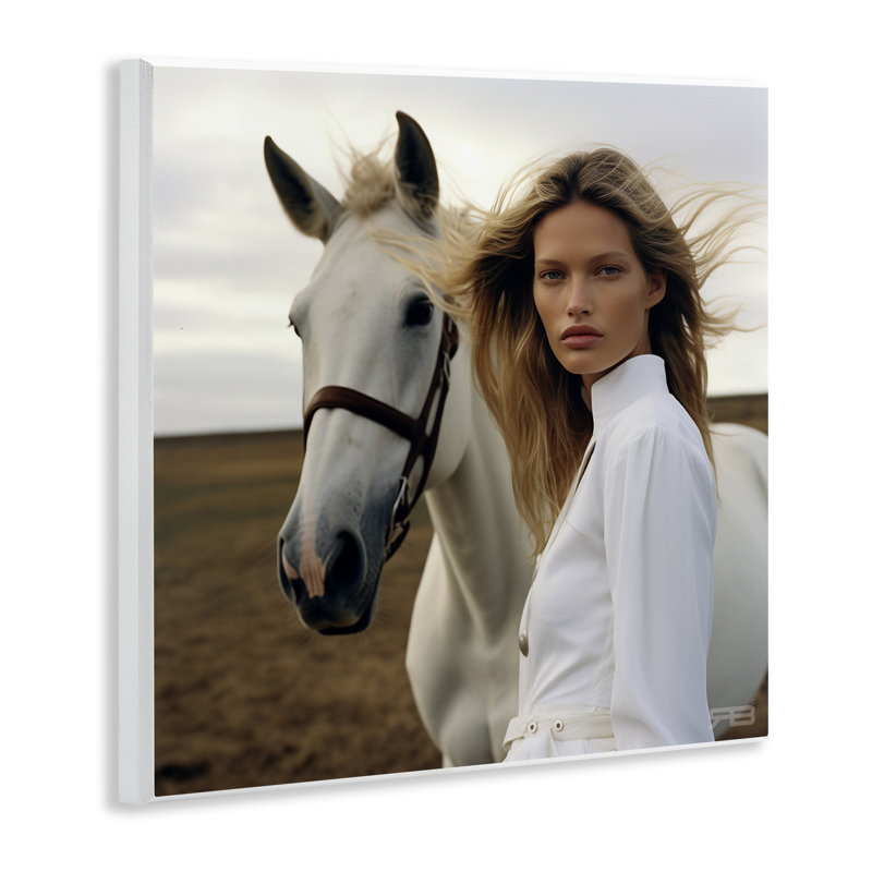 Art mural "Fille en blanc avec cheval" par RB
