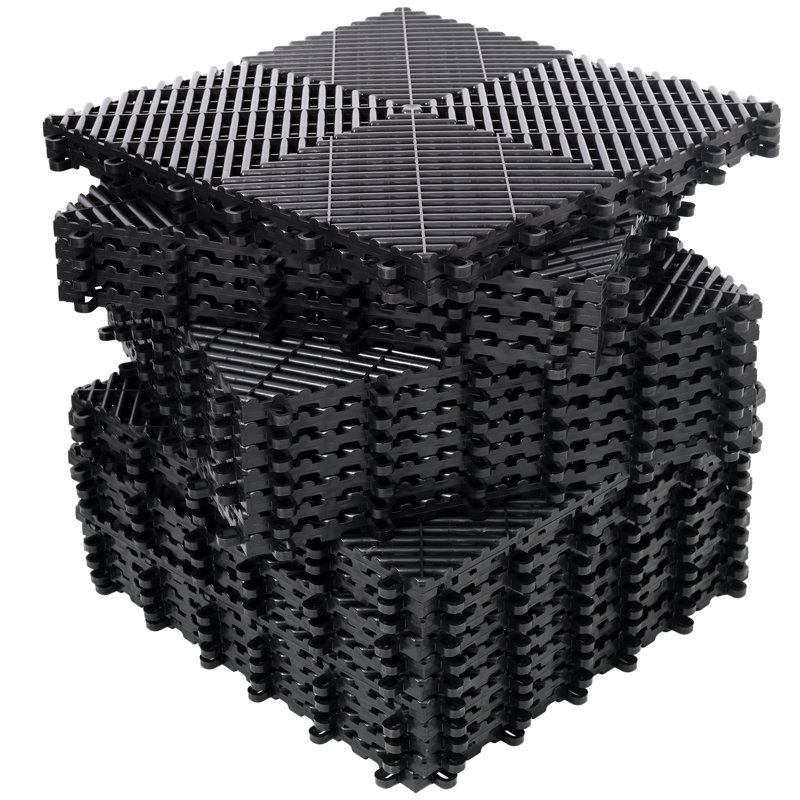 Tapis de garage en plastique 25 pièces, tapis de garage en plastique antidérapant de taille 15,6 po x 15,6 po, carrelage de drainage et tapis de douche, pour garage, jardin, cuisine et extérieur