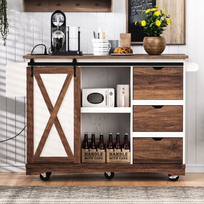 - Style 55.5" Kitchen Island With Drop Leaf, Spice Rack, And Storage Shelves For Dining Room Organization Adjustable Shelf