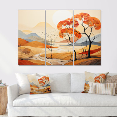 Serene Autumn Lansdcape - Ensemble de décorations murales paysage abstrait