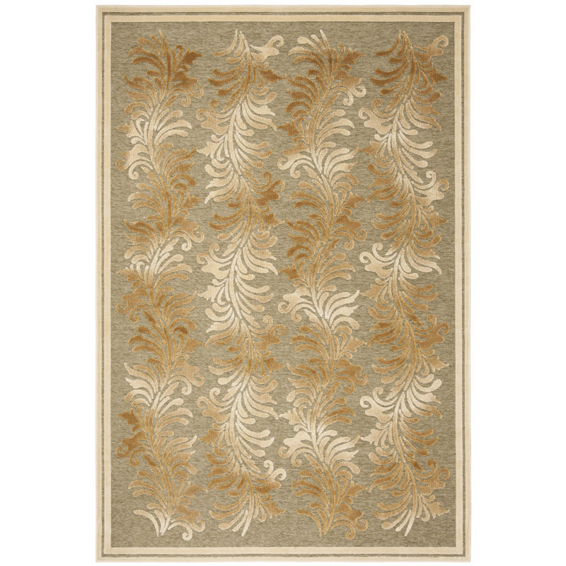Tapis vert touffeté à la main Plume, Rectangle 4 pi x 5 pi 7 po
