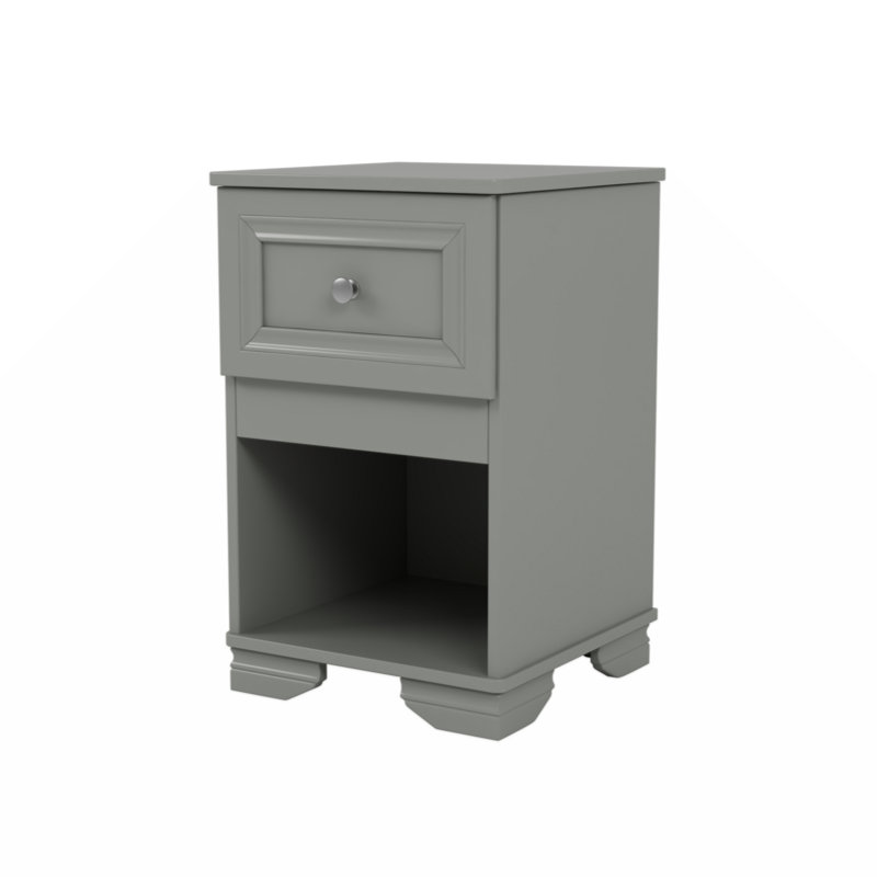 Elegant Design Nightstand With Drawer And Open Shelf For Bedroom, Retro Style Bedside Table With Classic Design And Metal Handle