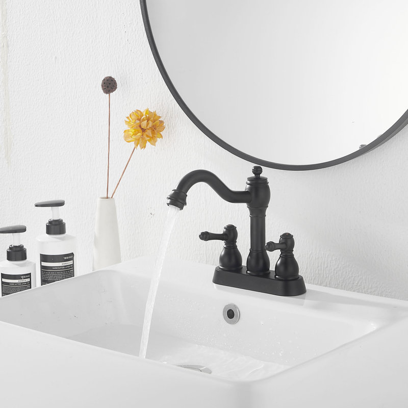 Centerset Bathroom Faucet, Matte Black