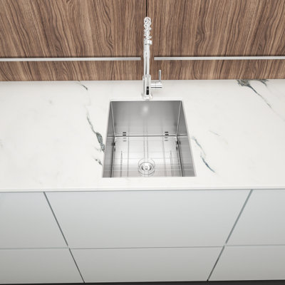 14"X18"X9" Undermount Kitchen Sink 18 Gauge, 304 Stainless Steel, With X - Shaped Water Guide And 3Mm Rubber Pad Single Bowl Flow, Coating Drainage System